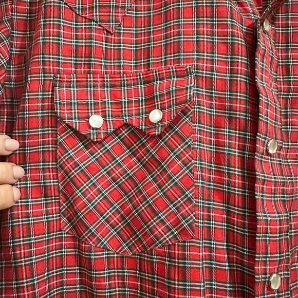 Dee Cee Shirt VTG Plaid Sawtooth Western Sz M 60s Cobain Grunge Red Chri… - Picture 2 of 6